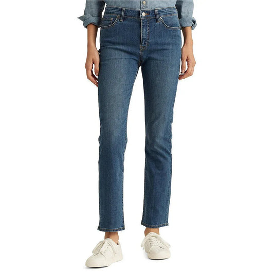 Lauren Ralph Lauren Petite Mid-Rise Straight Leg Jeans Super Stretch - Gomix Brands Outlet