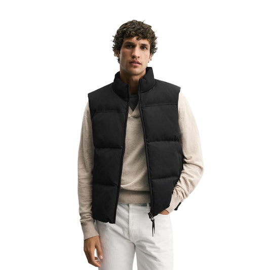 Men's Regular Fit Padded Gilet - Warm High-Neck Sleeveless Vest Jacket
