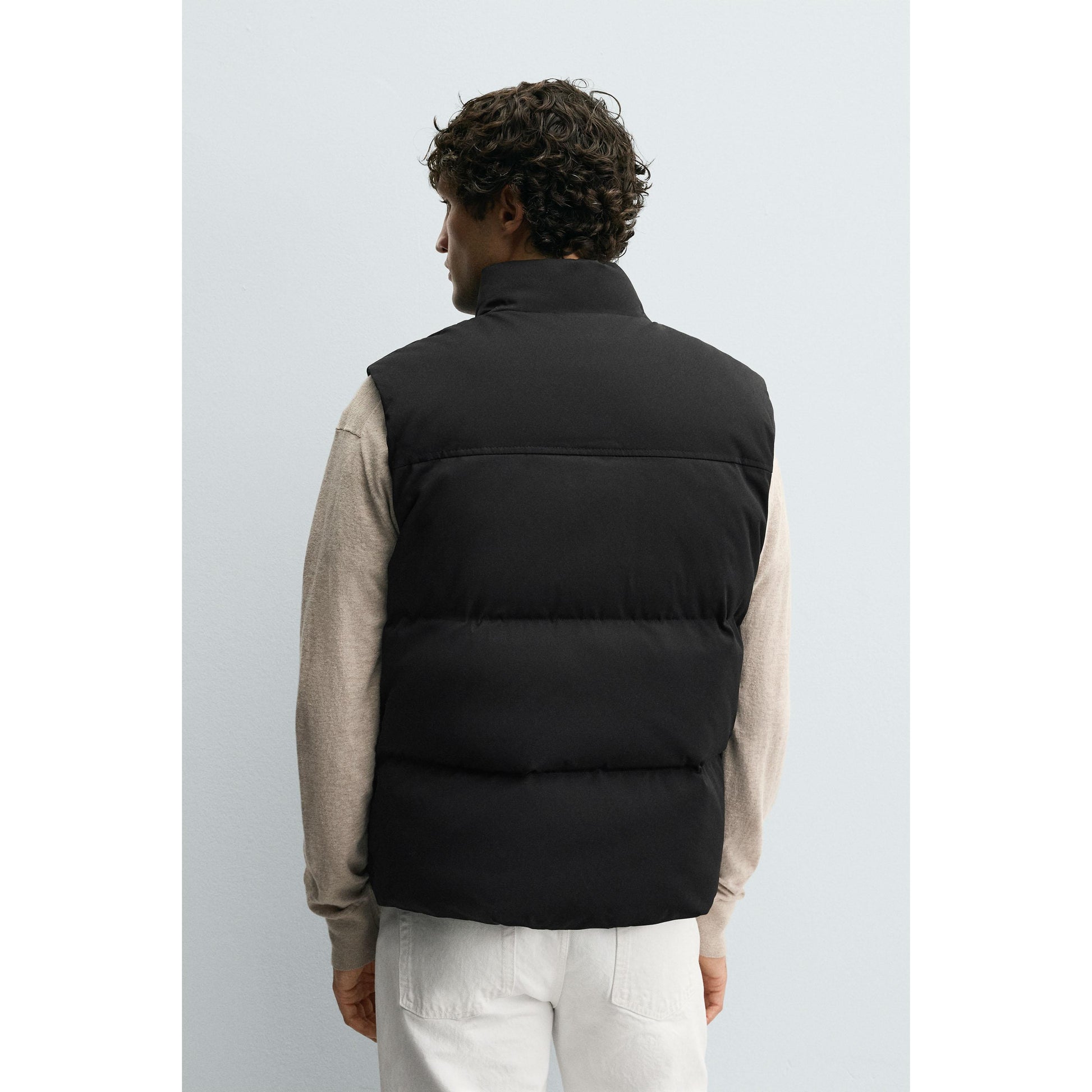Men's Regular Fit Padded Gilet - Warm High-Neck Sleeveless Vest Jacket