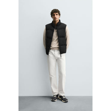 Men's Regular Fit Padded Gilet - Warm High-Neck Sleeveless Vest Jacket