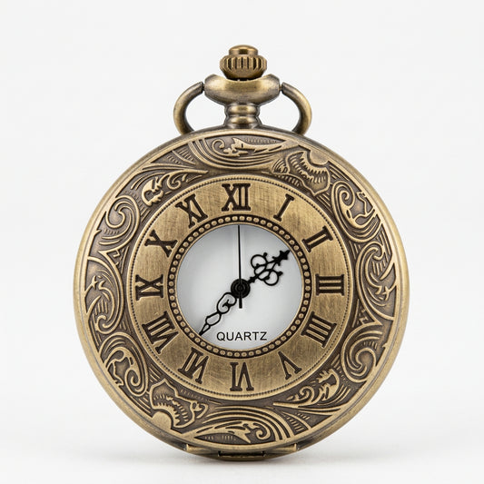 Elegant Antique Gold Quartz Pocket Watch with Chain - Historical Style Timepiece - Gomix Brands Outlet