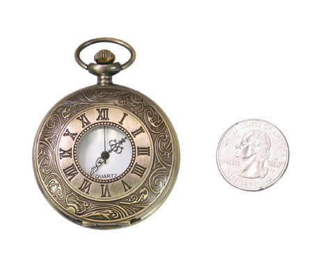 Elegant Antique Gold Quartz Pocket Watch with Chain - Historical Style Timepiece