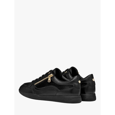 Geox Maryemy Women's Black Leather Blend Zip Trainers - Stylish Comfort