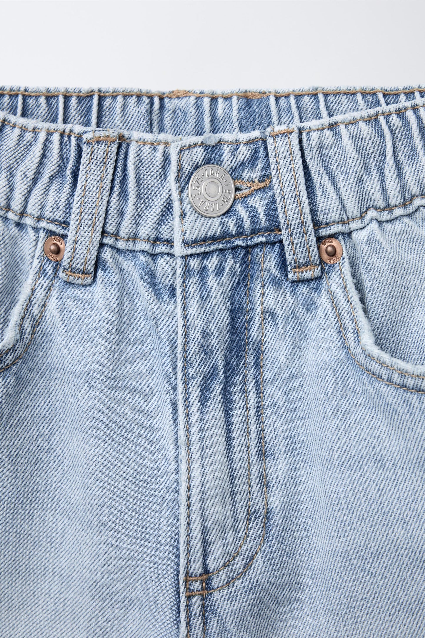 Kids Baggy Fit Elastic Waist Denim Jeans Light Blue Casual