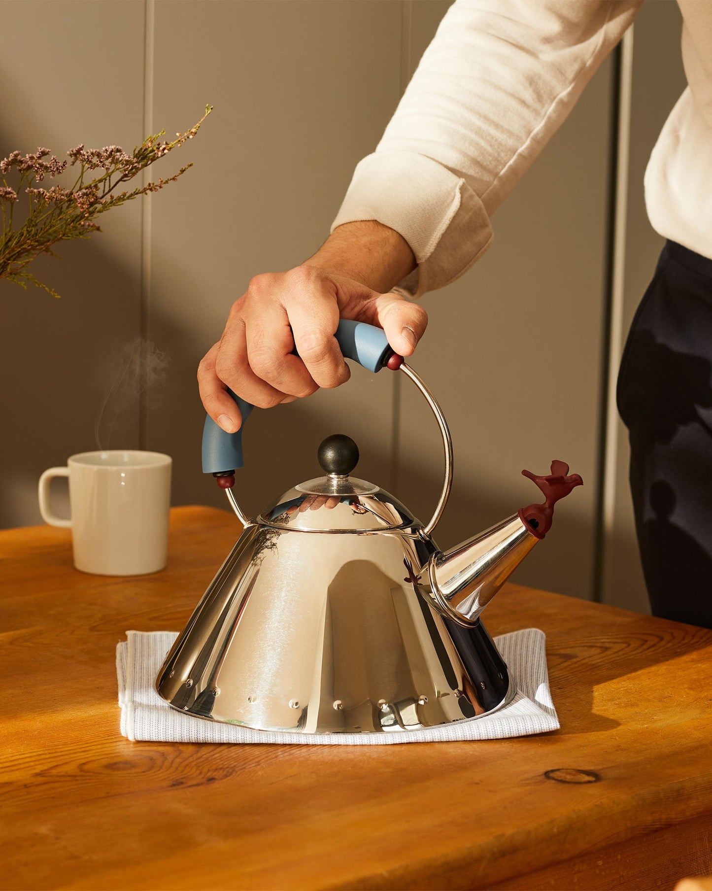 Alessi 9093 Bird Whistle Kettle with Colorful Handles – 2L Stainless Steel Induction Ready