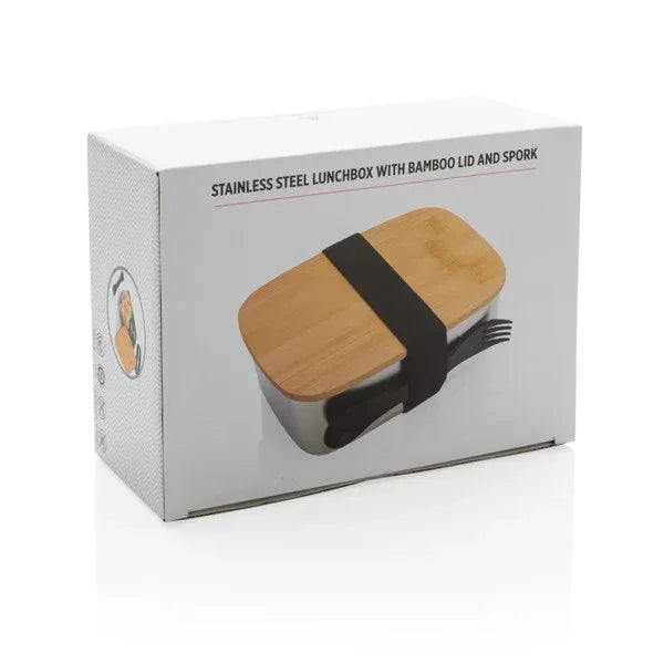 Stainless Steel Lunchbox with Bamboo Lid & Spork for Healthy Meals - Gomix Brands Outlet
