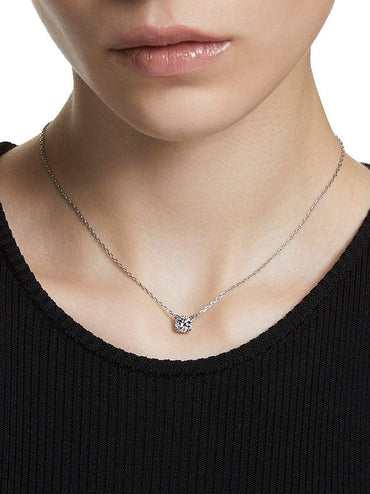 Swarovski Stilla Rhodium-Plated Crystal Pendant Necklace: Elegant Round Brilliant Cut - Gomix Brands Outlet