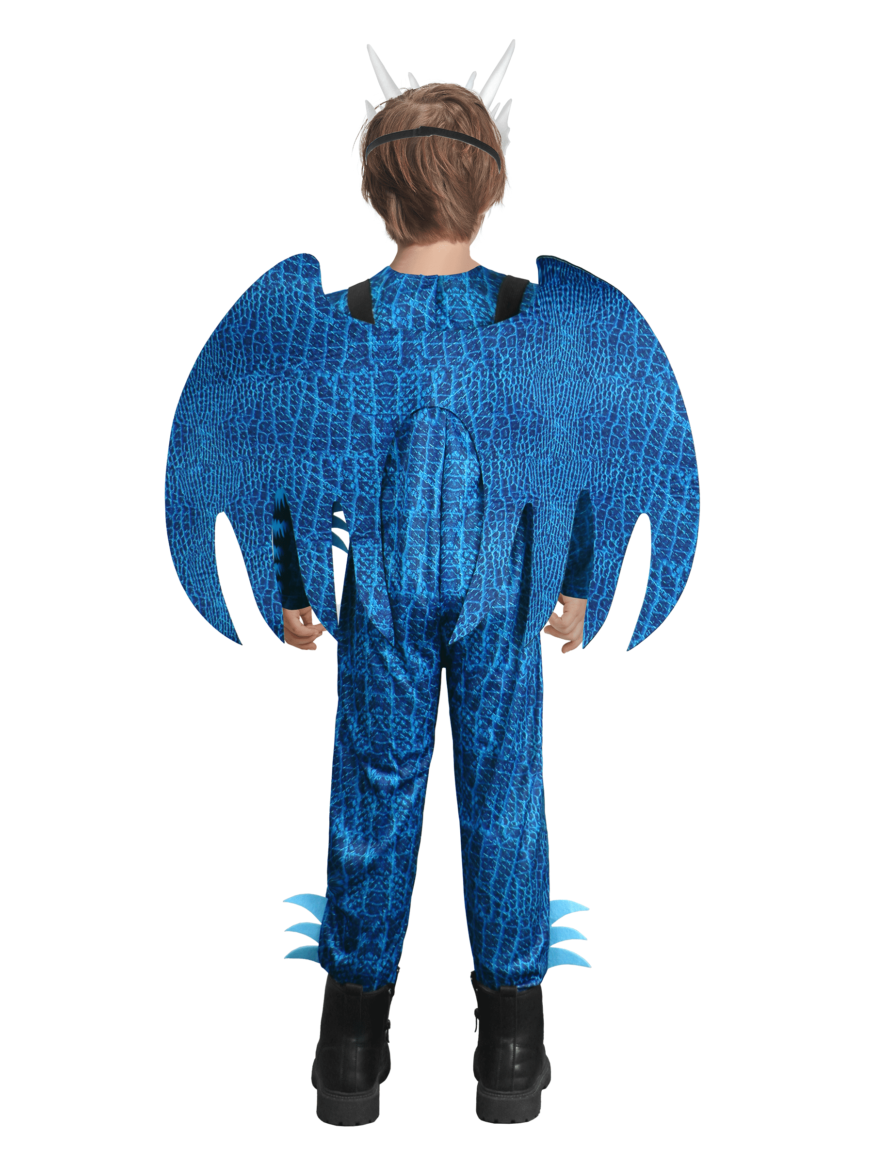 Blue Kids Dragon Costume 3‑Piece Jumpsuit with Wings & Mask