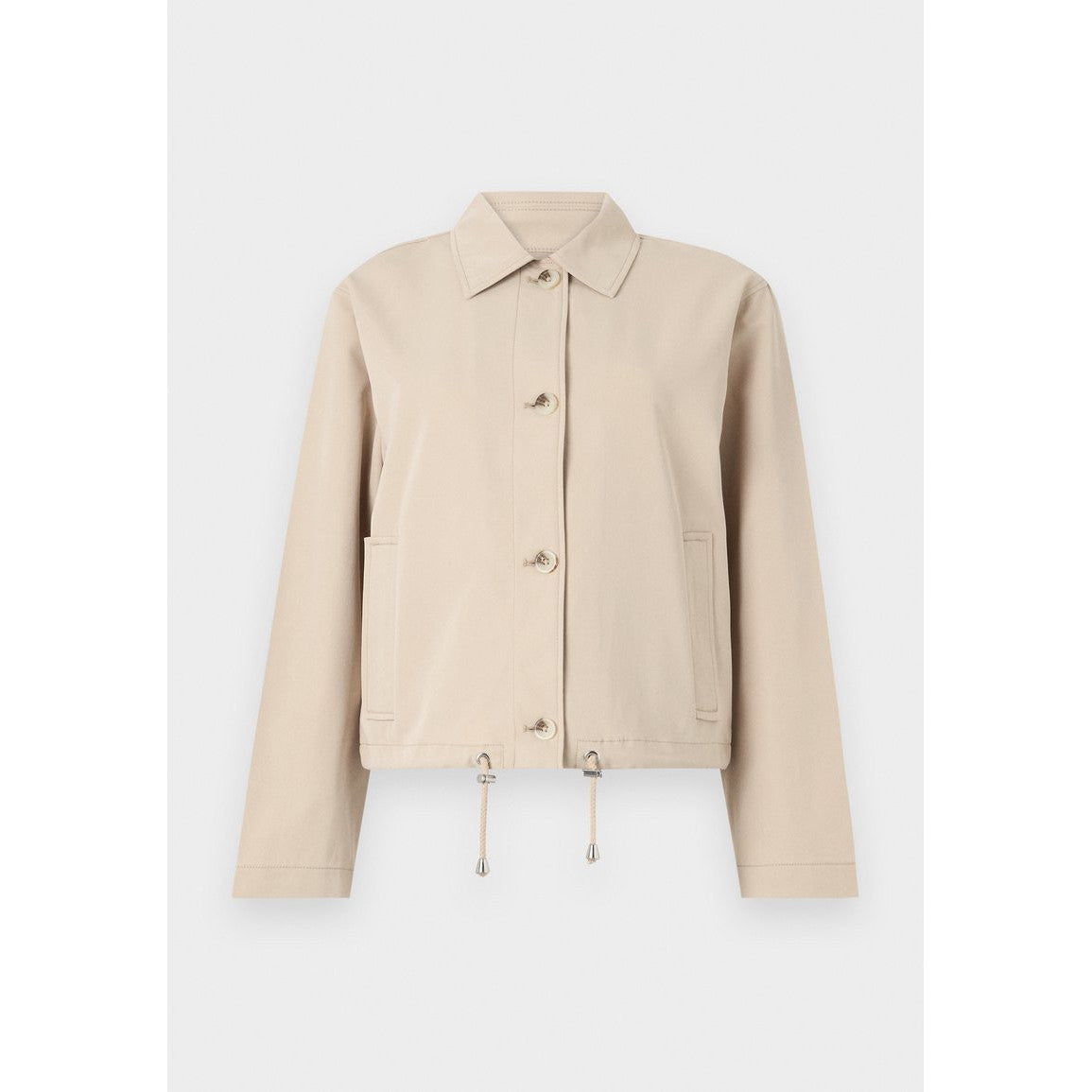 Tom Tailor Denim Women's Easy Short Light Jacket: Soft Calm Beige Button-Up