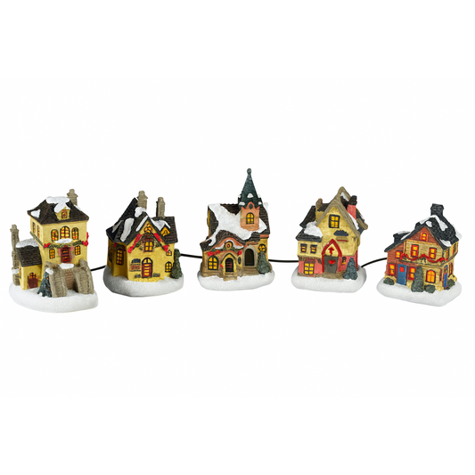 LIVARNO home Charming Christmas Village LED Decoration Set - 5 Lighted Houses