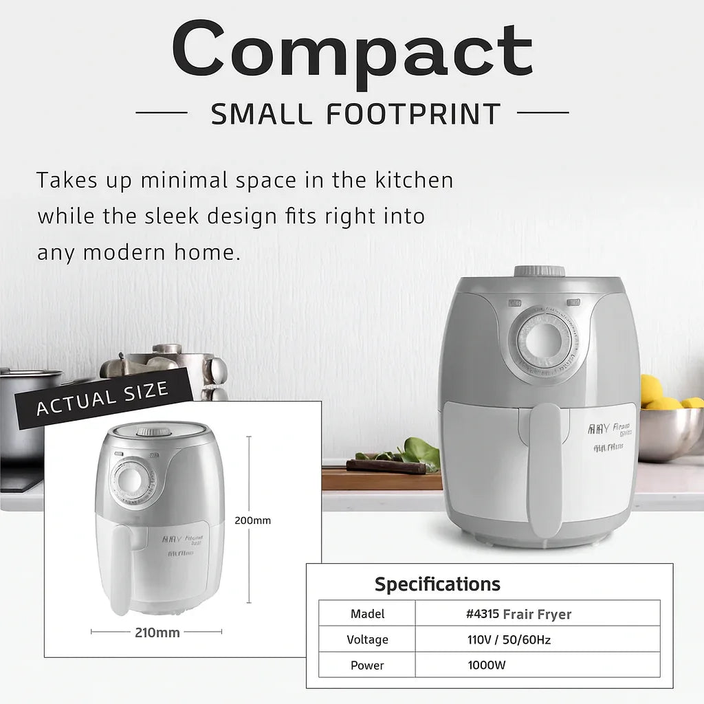 Ariete 4615 Mini Air Fryer 2L Gray Compact Oil‑Free Cooker - Gomix Brands Outlet