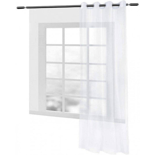 WOLTU Transparent Curtain with Eyelets White 140x225 cm