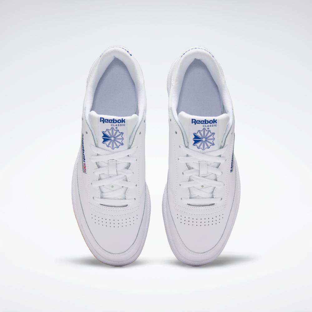 Reebok Club C 85 Men's White Royal Gum Leather Sneakers