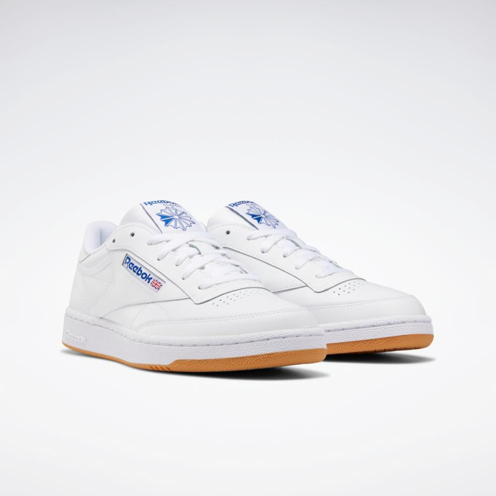 Reebok Club C 85 Men's White Royal Gum Leather Sneakers