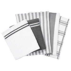 LIVARNO Home Premium 5-Piece Absorbent Plaid Cotton Kitchen Towel Set - Red