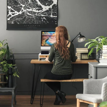 Ergonomic White Bamboo Monitor Stand with Storage Drawers & Desktop Organizer - Gomix Brands Outlet