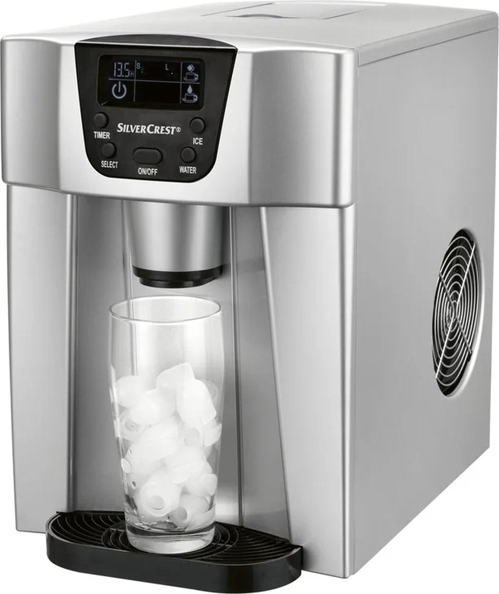 Silvercrest 130W Ice Maker: Fast, Two Sizes, Compact, and Portable Ice Machine