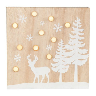 Livarno Square Wooden LED Light Decoration – Warm White Battery‑Powered