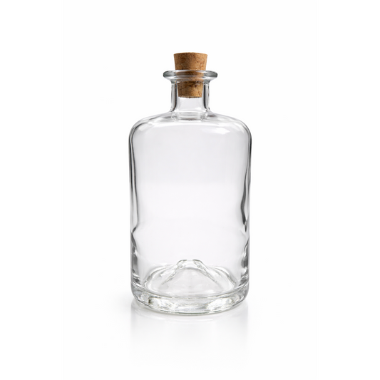 Factory Direct Craft Clear Glass Apothecary Bottle with Natural Cork Stopper
