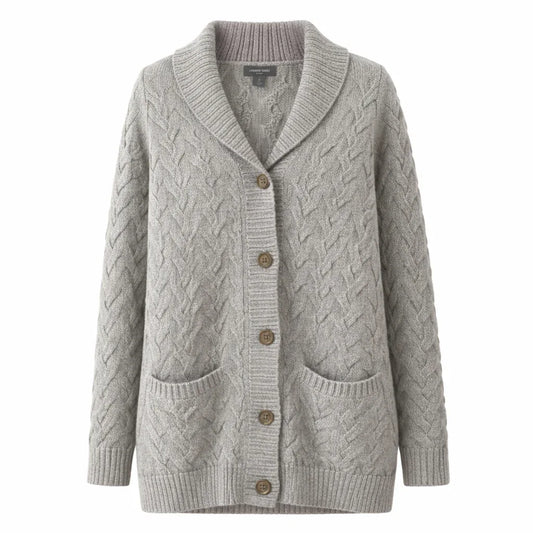 Lands' End Montana Cardigan Sweater with Cable Knit - Gomix Brands Outlet