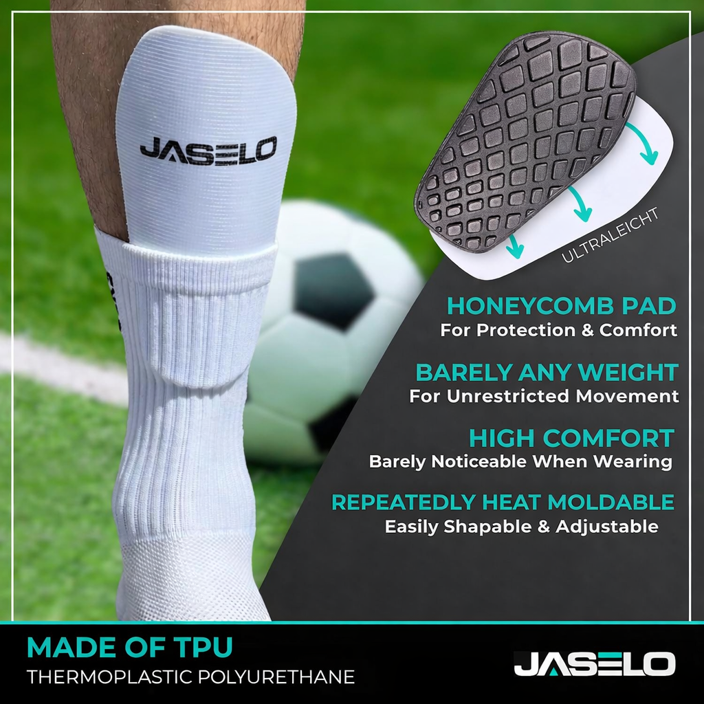 Adjustable Football Shin Pads – White TPU Guard for Kids