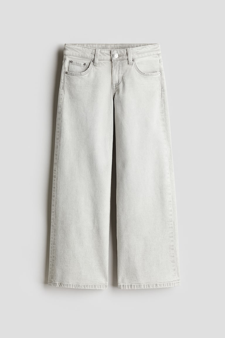 Kids Light Grey Wide Leg Low Waist Jeans with Stretch