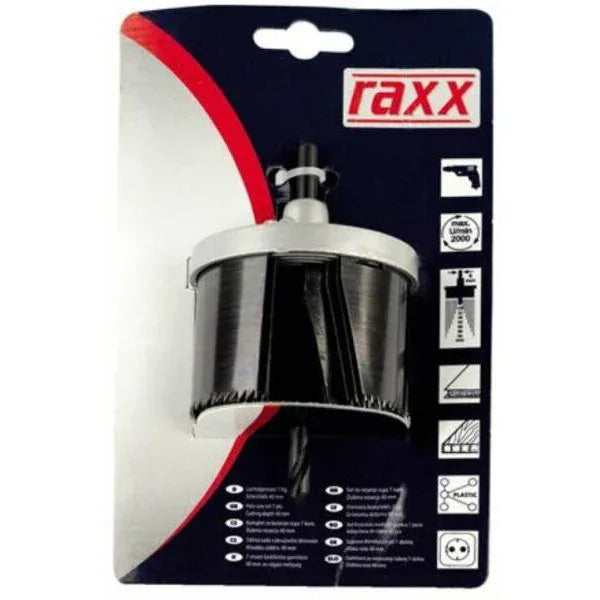 Raxx 7-Piece Hole Saw Set 26-63mm Diameter 45mm Cutting Depth for Wood - Gomix Brands Outlet