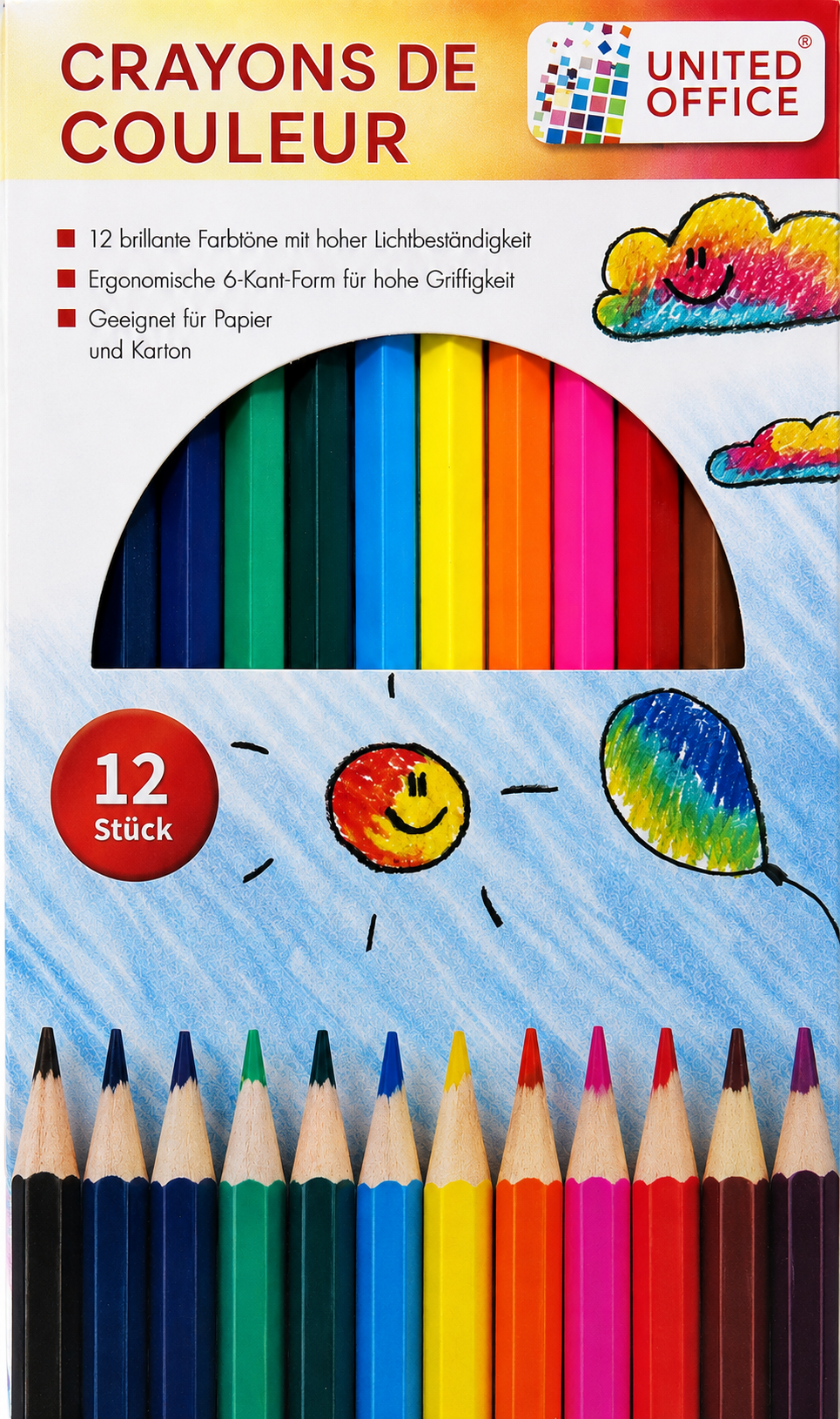 United Office Colored Pencils 12Pcs