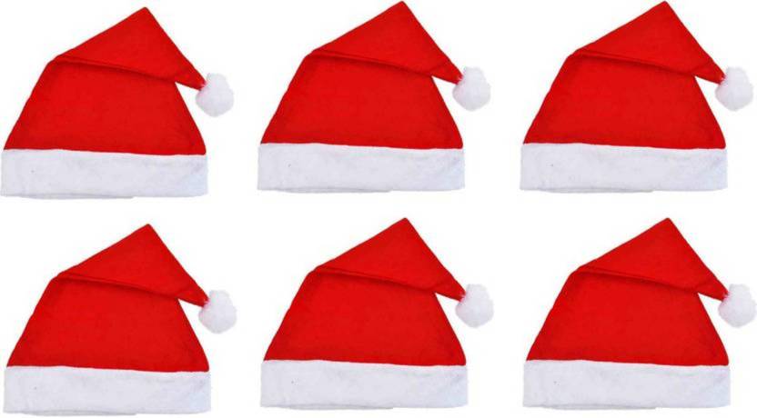 Premium Velvet Santa Claus Christmas Hats Pack, Soft Festive Holiday Caps (Set of 6)