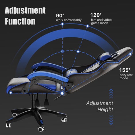 Ergonomic Racing Gaming Chair: Adjustable Height, Lumbar Support, PU Leather, Swivel