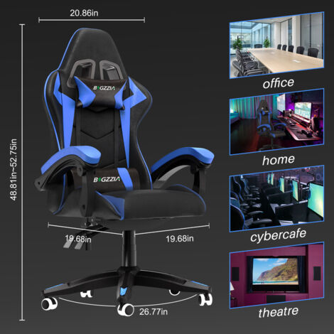 Ergonomic Racing Gaming Chair: Adjustable Height, Lumbar Support, PU Leather, Swivel