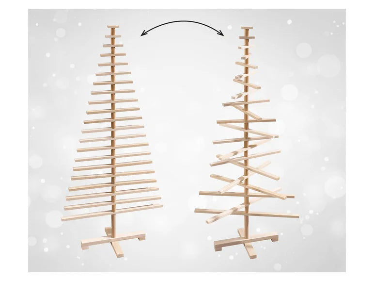 LIVARNO Home 100 cm Wooden Christmas Tree with 21 Rotating Branches