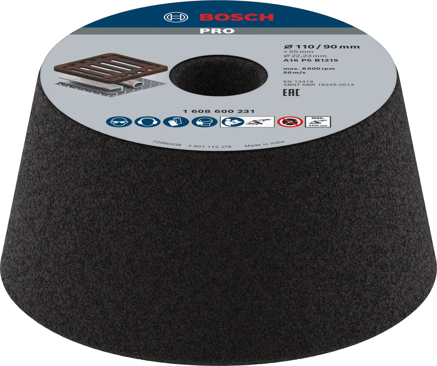 Bosch PRO Metal Conical Grinding Cup 90x110x55mm G16 for Metal Cast Iron - Gomix Brands Outlet