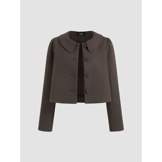 Stylish Wool-Like Oversized Blazer & Pleated Two-Tone Mini Skirt Set