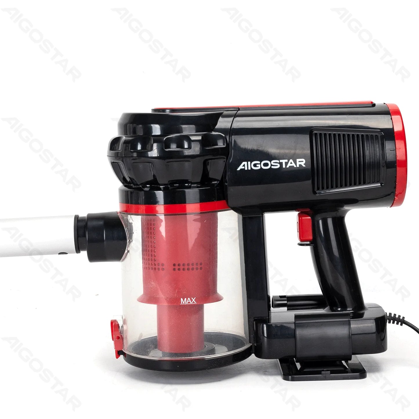Aigostar 600W Powerful Black-Red Wired Handheld Stick Vacuum Cleaner with HEPA Filter