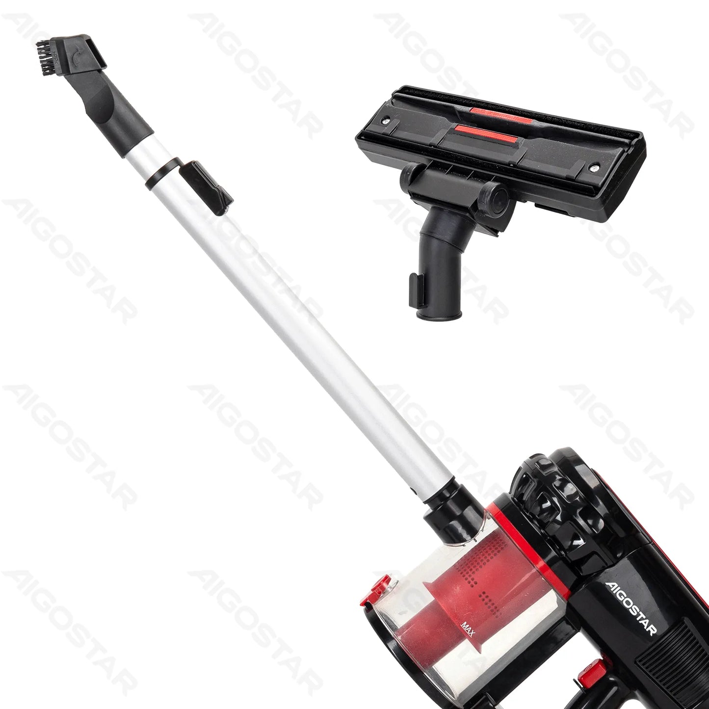 Aigostar 600W Powerful Black-Red Wired Handheld Stick Vacuum Cleaner with HEPA Filter