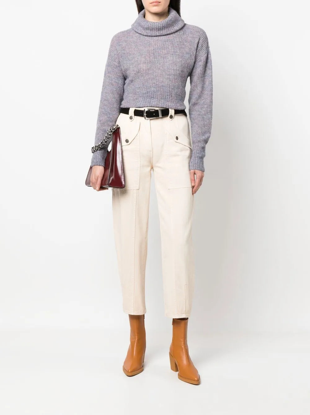 IRO Women's Cozy Purple Merino Alpaca Blend Roll-Neck Knit Jumper