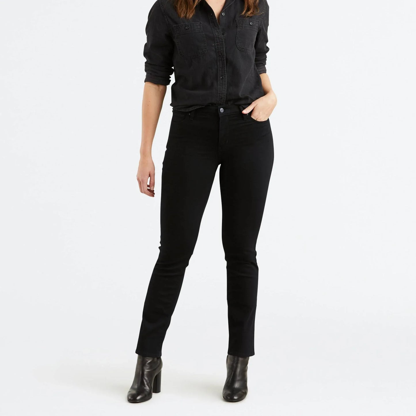 Levi's 712 Slim Women's Black Denim Jeans Stretch Fit - Gomix Brands Outlet