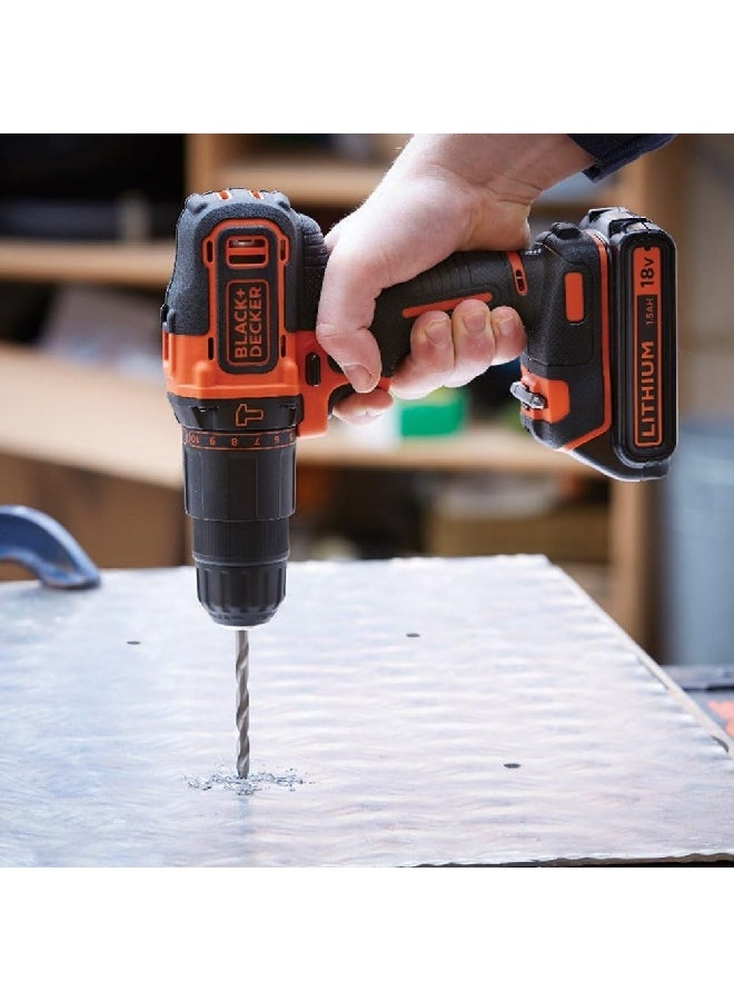 BLACK+DECKER 18V Cordless 2-Speed Combi Hammer Drill Kit with Battery