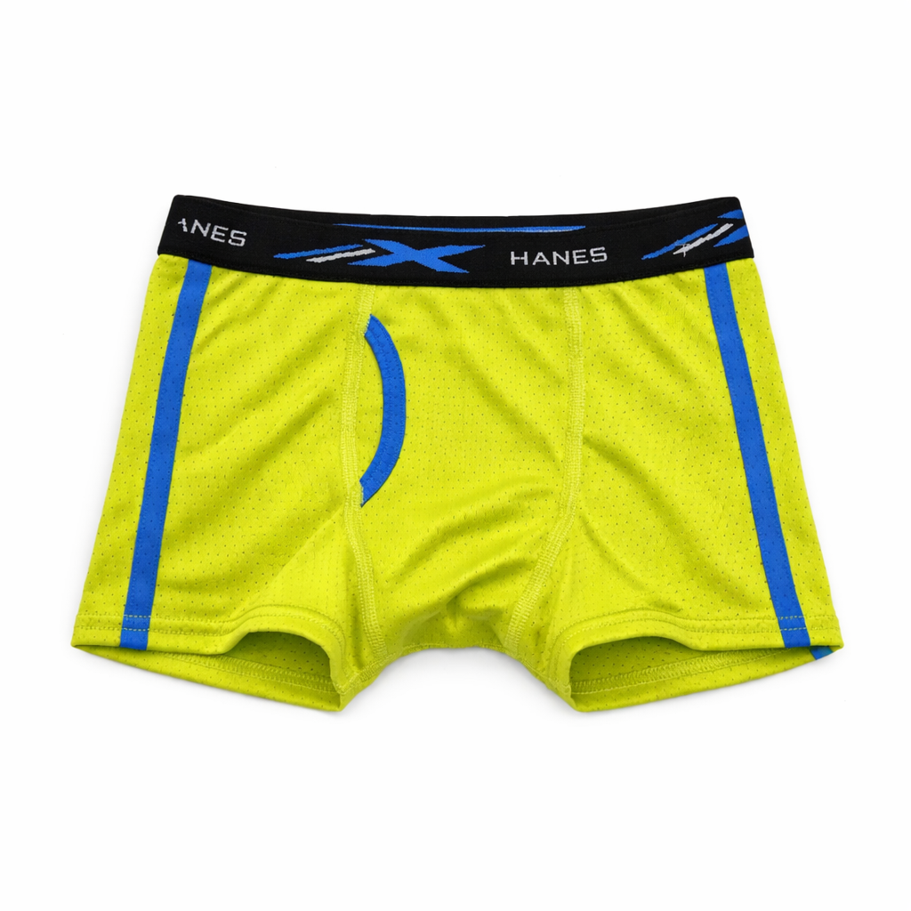 Hanes Boys X-Temp Boxer Brief Yellow/Blue Lines