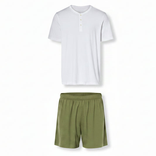Livergy® Pánské pyžamo (M (48/50), bílá/khaki)