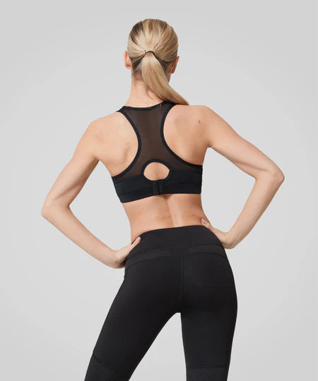 Yvette Sculpt Racerback Padded High‑Support Running Sports Bra Black