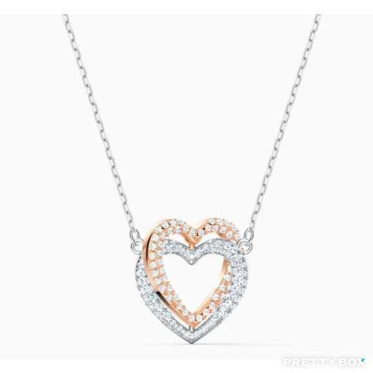 Swarovski INFINITY Double Heart Crystal Necklace - Romantic Intertwined Design - Gomix Brands Outlet