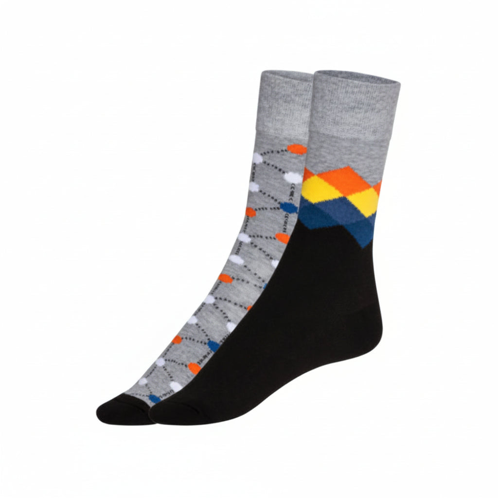 Unisex Cotton Socks 2-Pack Size 43/46 Pattern/Grey