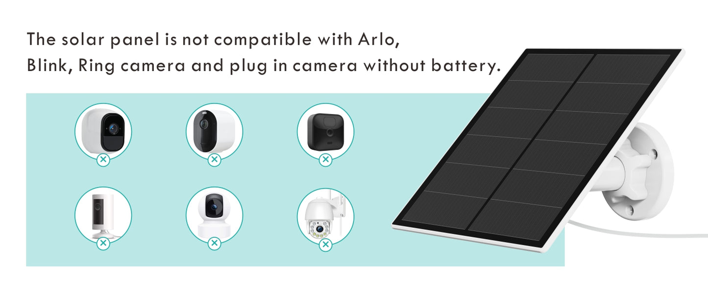 5W Solar Panel Charger for Outdoor Security Camera - Continuous Power & IP65 Waterproof
