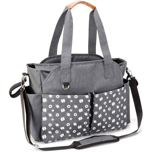 Versatile Grey Baby Stroller Travel Bag with Multiple Pockets.