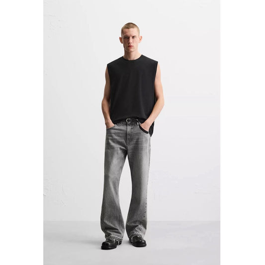 Zara Grey Flare Fit Jeans with Five Pocket Design
