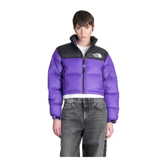 The North Face Nuptse Short Cropped Viola Leather Puffer Jacket for Women