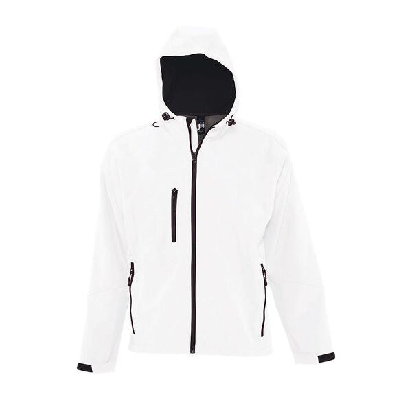 Men's Lightweight Hooded Softshell Rain Jacket – Durable Polyester, White