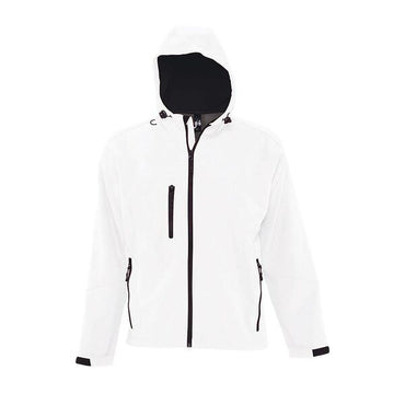 Men's Lightweight Hooded Softshell Rain Jacket – Durable Polyester, White